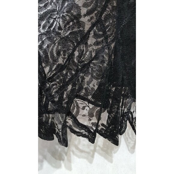 Vintage Lace Dress 10P Beaded Black Lined Zip Gothic Wedding Goth Tea Length - Picture 8 of 11